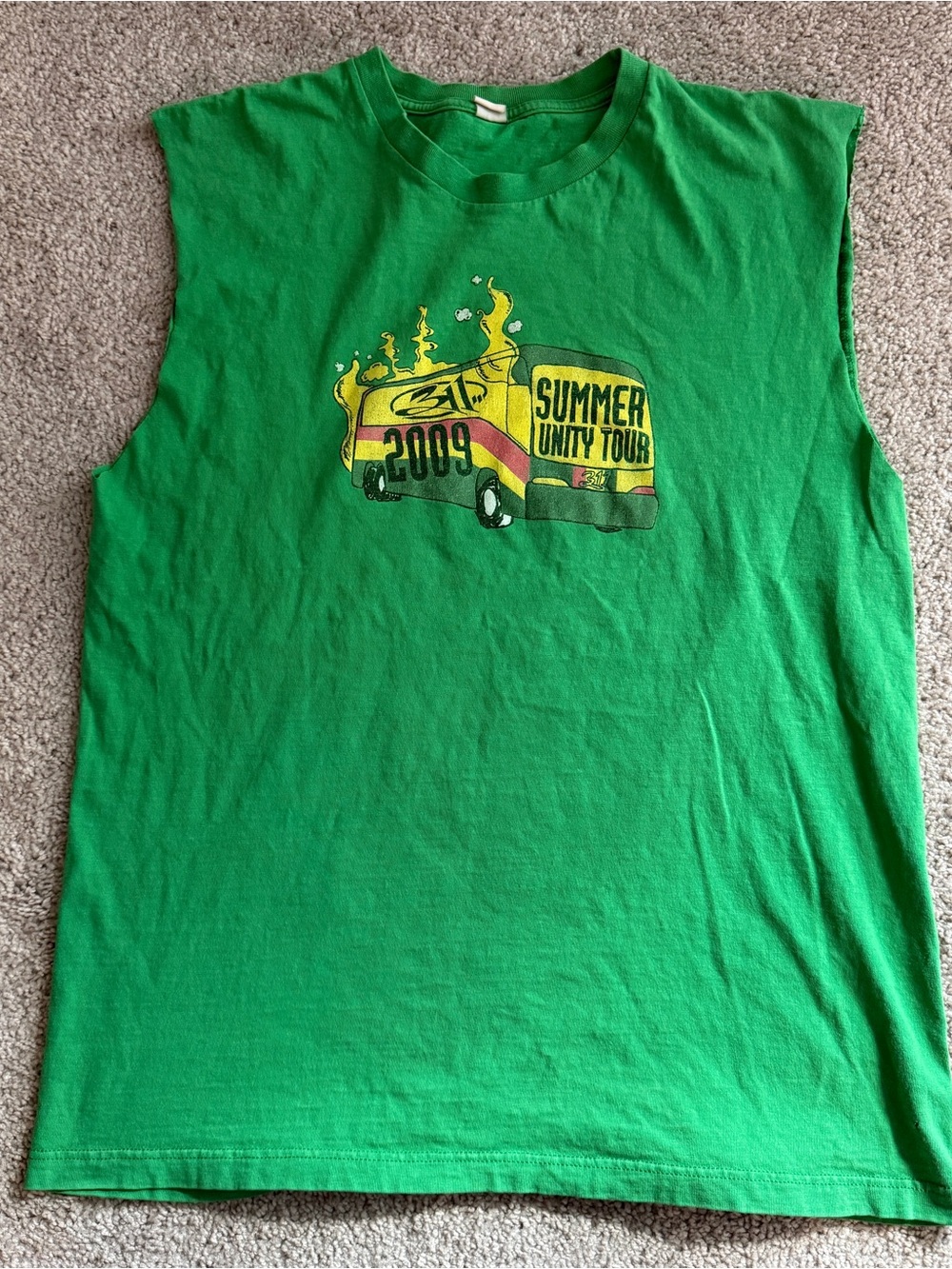 311 Summer Unity Tour 2009 Sleeveless Cut Off Band T Shirt Green Large Tour tee